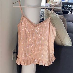 Anthropology Sequined pink tank top